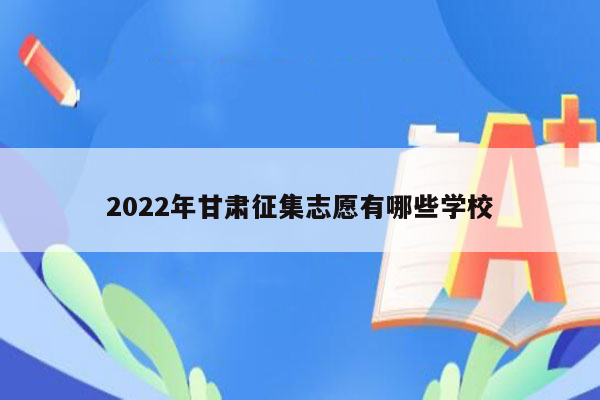 2022年甘肃征集志愿有哪些学校