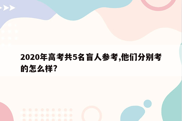 2020年高考共5名盲人参考,他们分别考的怎么样?