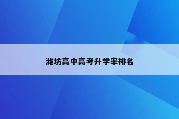 潍坊高中高考升学率排名