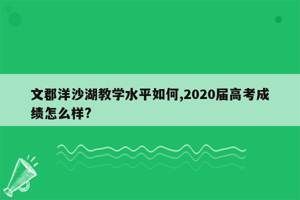 文郡洋沙湖教学水平如何,2020届高考成绩怎么样?
