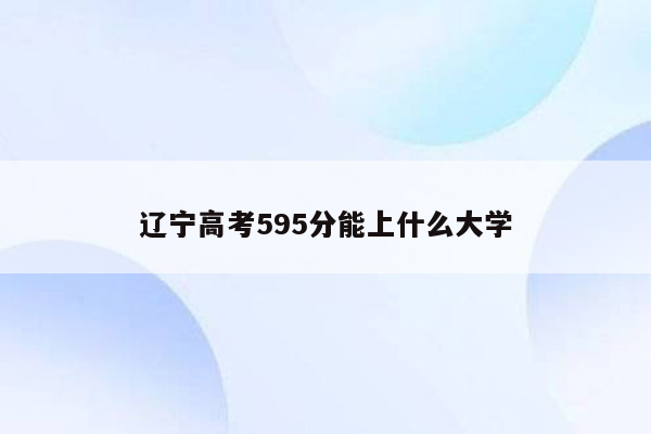 辽宁高考595分能上什么大学