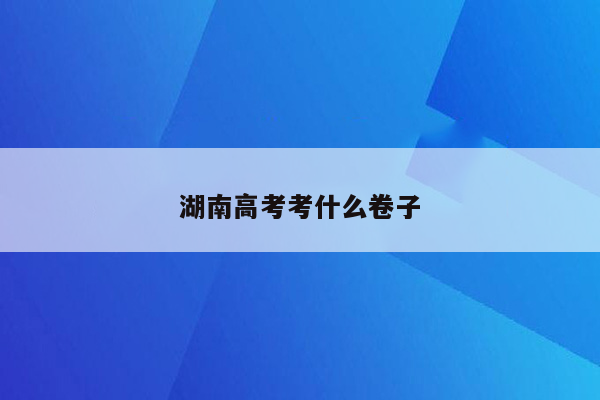 湖南高考考什么卷子