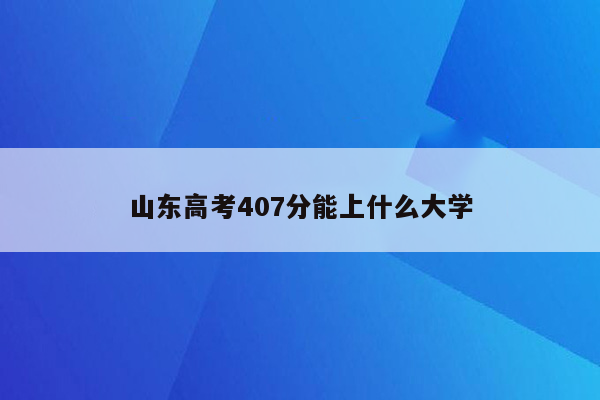 山东高考407分能上什么大学