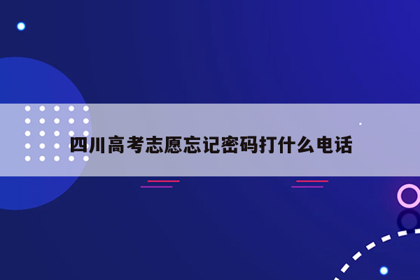 四川高考志愿忘记密码打什么电话