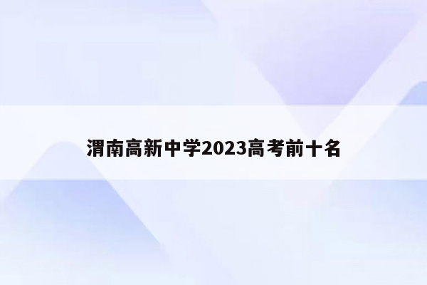 渭南高新中学2023高考前十名