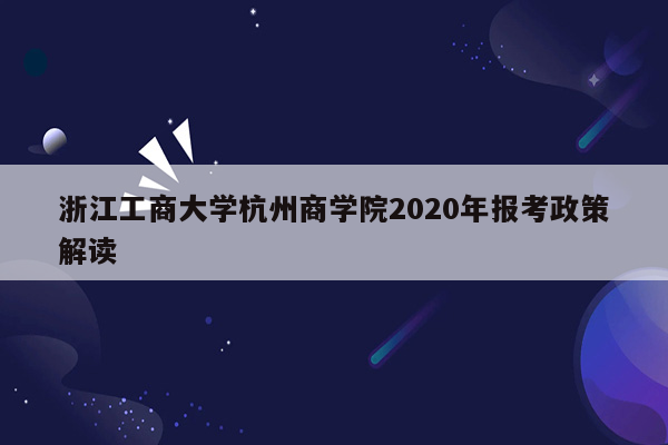 浙江工商大学杭州商学院2020年报考政策解读