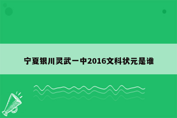 宁夏银川灵武一中2016文科状元是谁