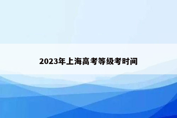 2023年上海高考等级考时间
