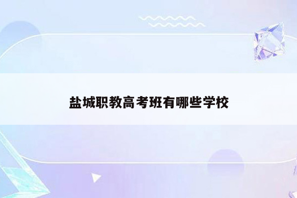 盐城职教高考班有哪些学校