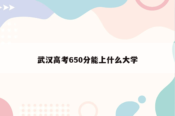 武汉高考650分能上什么大学
