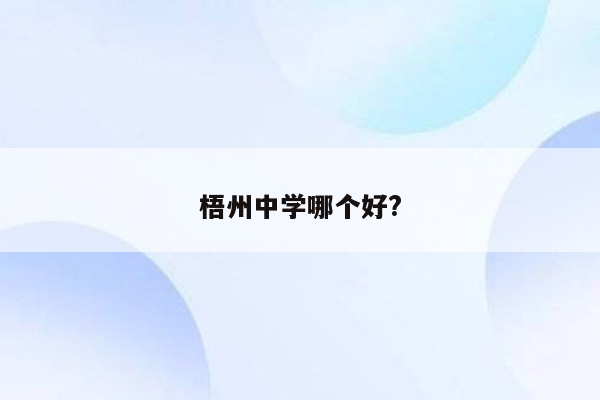 梧州中学哪个好?