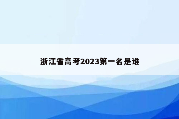 浙江省高考2023第一名是谁