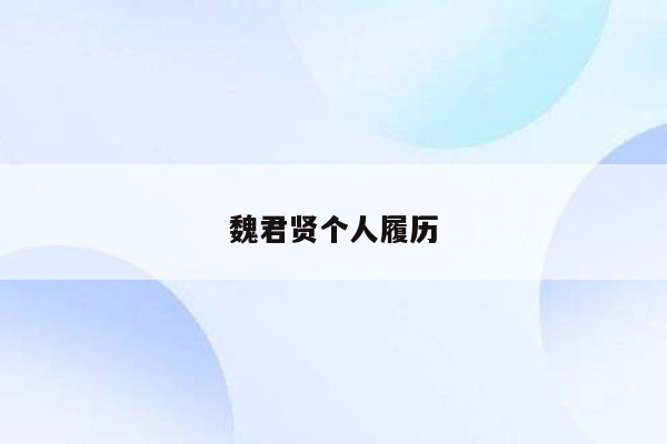 魏君贤个人履历