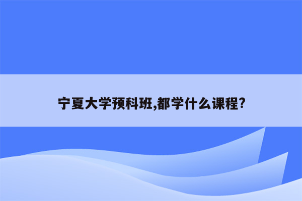 宁夏大学预科班,都学什么课程?