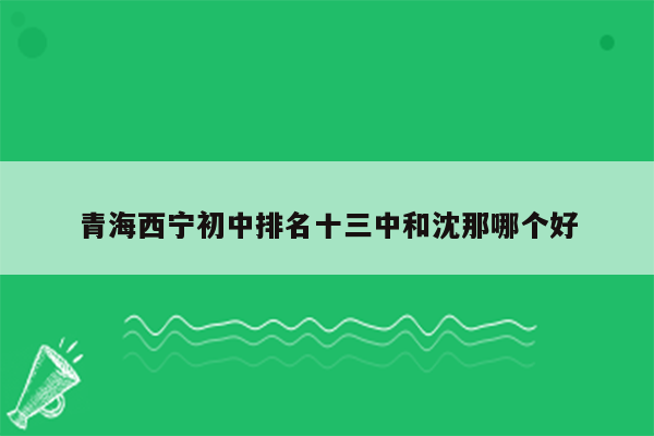 青海西宁初中排名十三中和沈那哪个好