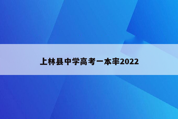上林县中学高考一本率2022