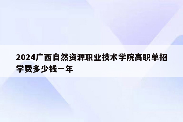 2024广西自然资源职业技术学院高职单招学费多少钱一年