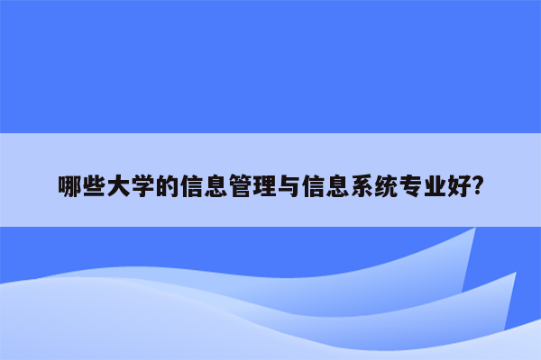 哪些大学的信息管理与信息系统专业好?