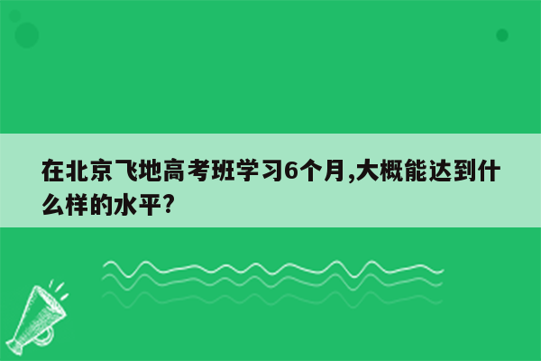 在北京飞地高考班学习6个月,大概能达到什么样的水平?
