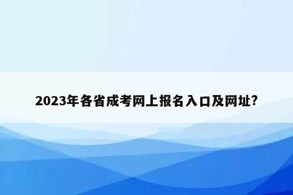 2023年各省成考网上报名入口及网址?