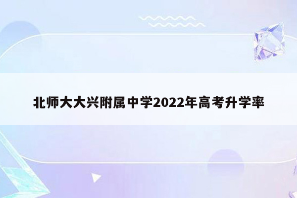 北师大大兴附属中学2022年高考升学率