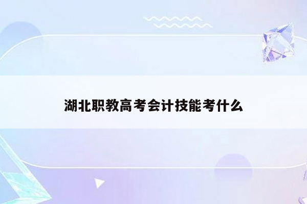 湖北职教高考会计技能考什么