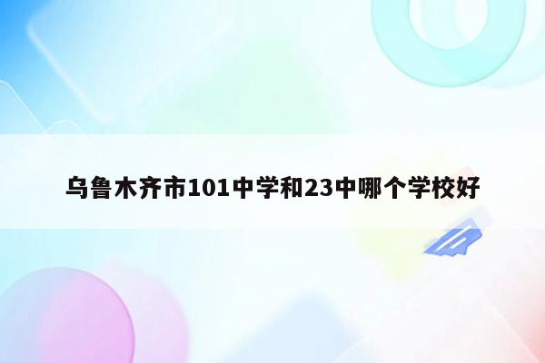 乌鲁木齐市101中学和23中哪个学校好