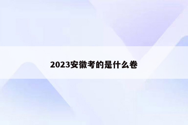 2023安徽考的是什么卷