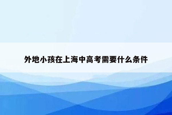 外地小孩在上海中高考需要什么条件