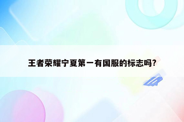 王者荣耀宁夏第一有国服的标志吗?