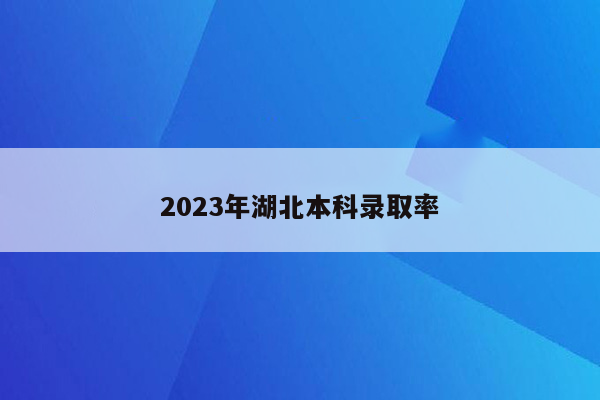 2023年湖北本科录取率