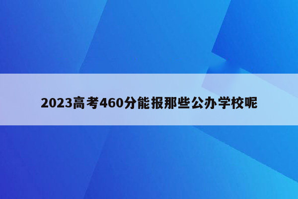 2023高考460分能报那些公办学校呢