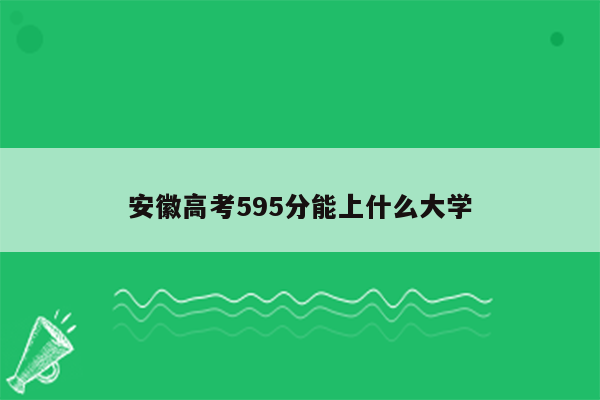 安徽高考595分能上什么大学