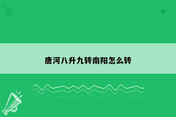唐河八升九转南阳怎么转
