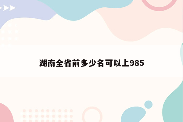 湖南全省前多少名可以上985