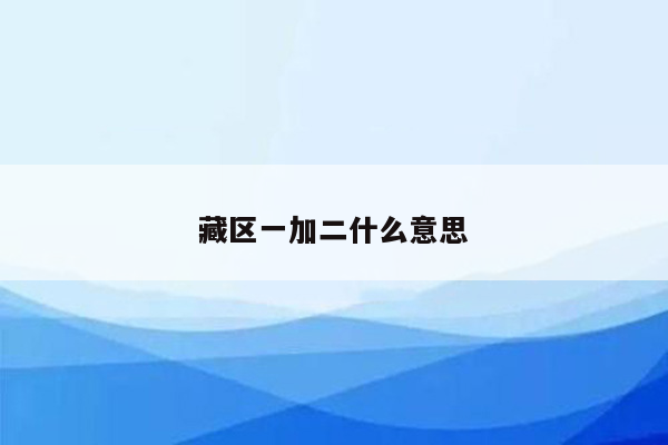 藏区一加二什么意思