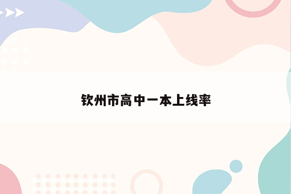 钦州市高中一本上线率
