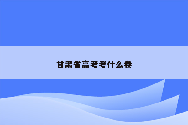 甘肃省高考考什么卷