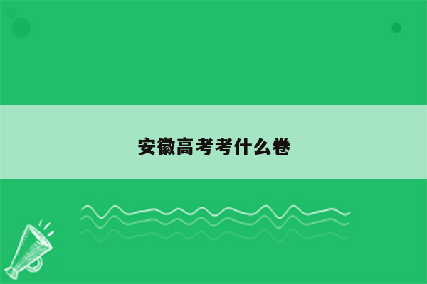 安徽高考考什么卷