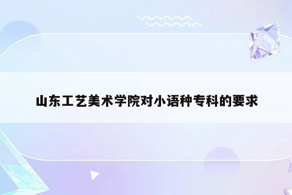 山东工艺美术学院对小语种专科的要求