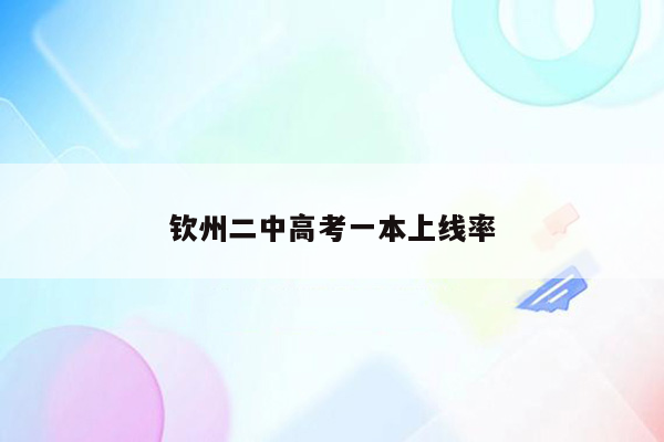 钦州二中高考一本上线率