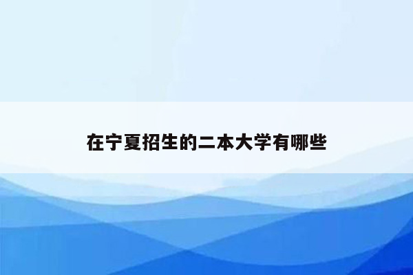 在宁夏招生的二本大学有哪些