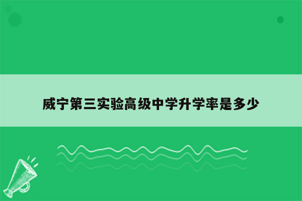 威宁第三实验高级中学升学率是多少