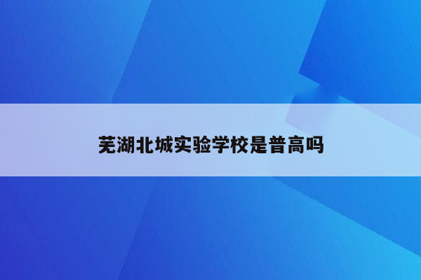 芜湖北城实验学校是普高吗