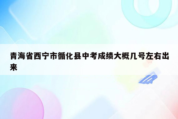青海省西宁市循化县中考成绩大概几号左右出来
