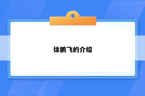 徐鹏飞的介绍