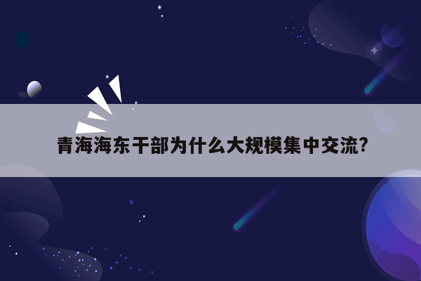 青海海东干部为什么大规模集中交流?