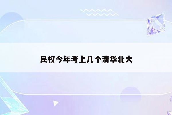 民权今年考上几个清华北大