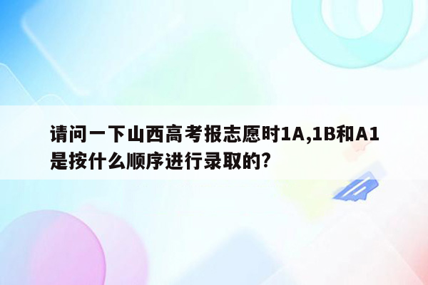 请问一下山西高考报志愿时1A,1B和A1是按什么顺序进行录取的?