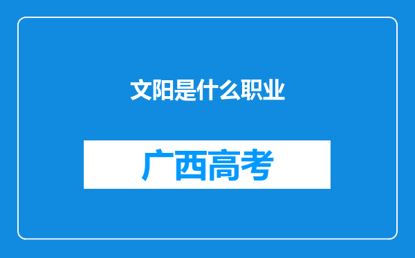 文阳是什么职业